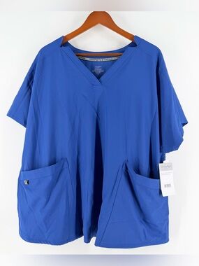 NWT ClimateRight Cuddl Duds‎ Metro Blue Scrub Top 3X Nurse Vet Medical Lab Tech